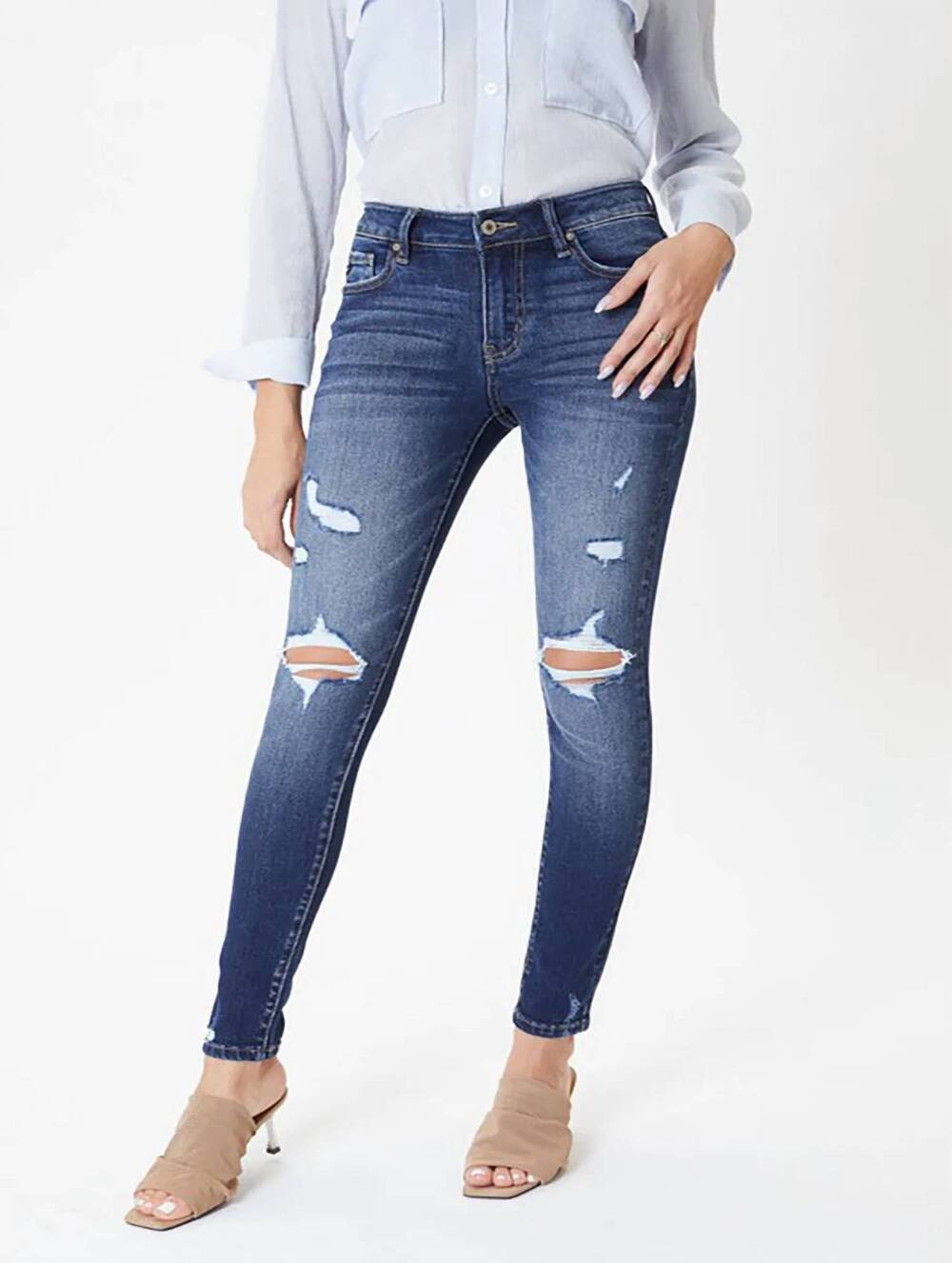NEW KANCAN audrey mid-rise skinny jeans in blue